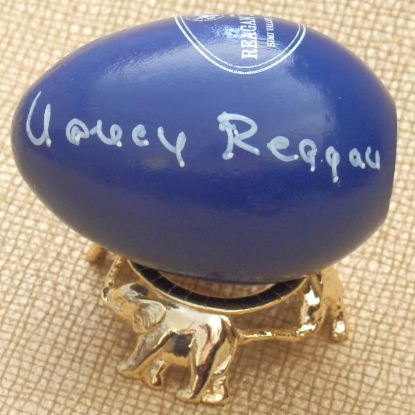 First Lady Nancy Reagan Signed Reagan Library Wooden Easter Egg